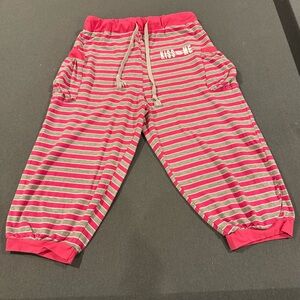 Pink and Gray Striped Capri Pajama Pants